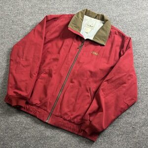 Vintage L.L.Bean Jacket Mens XL Red Canvas Bomber Harrington Made USA 90s